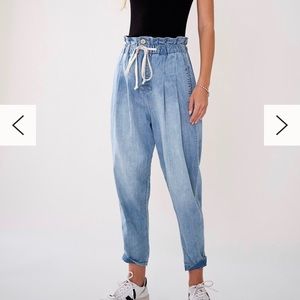 Free People Margate Pleated Denim Trouser